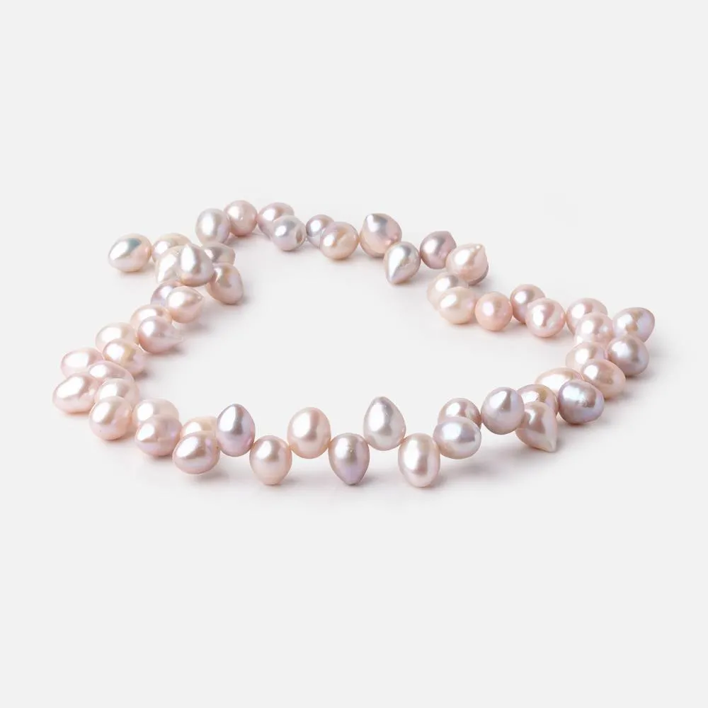 10x8-12x9mm Ballet Pink Top Drill Baroque Freshwater Pearls 15.5 inch 55 Beads