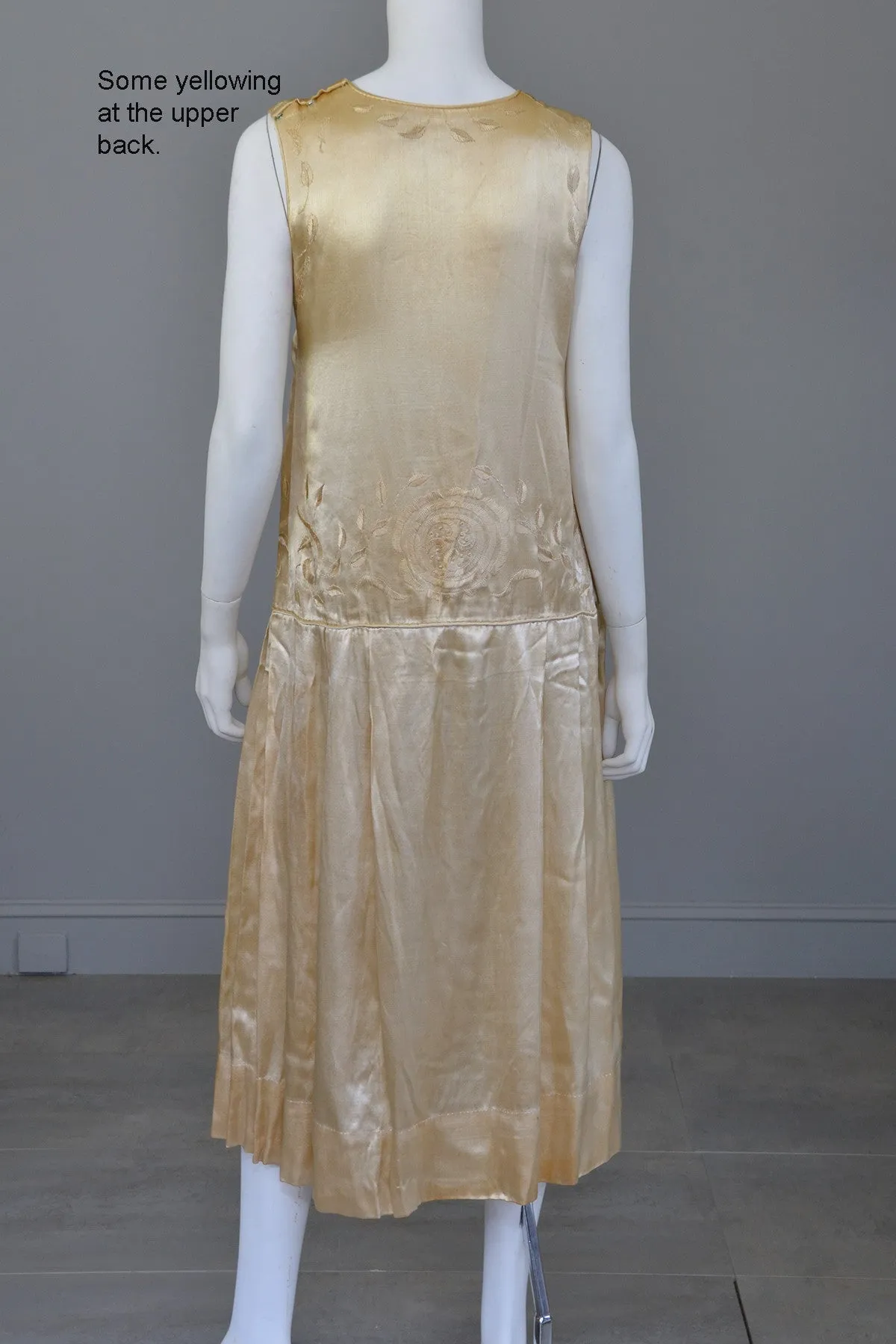 1920s Embroidered Satin Vintage Flapper Wedding Dress