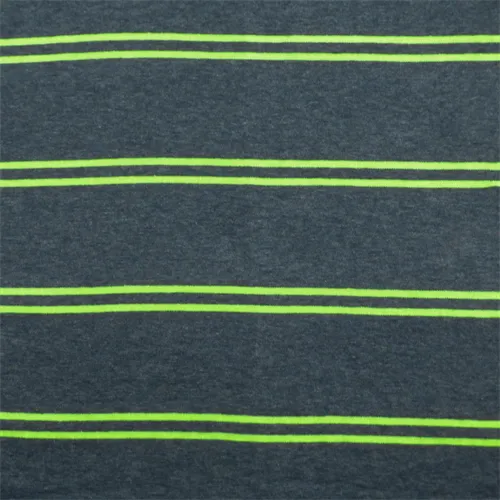 3 3/4 YD PC-Navy Blue/Neon Yellow Stripe Jersey Fabric