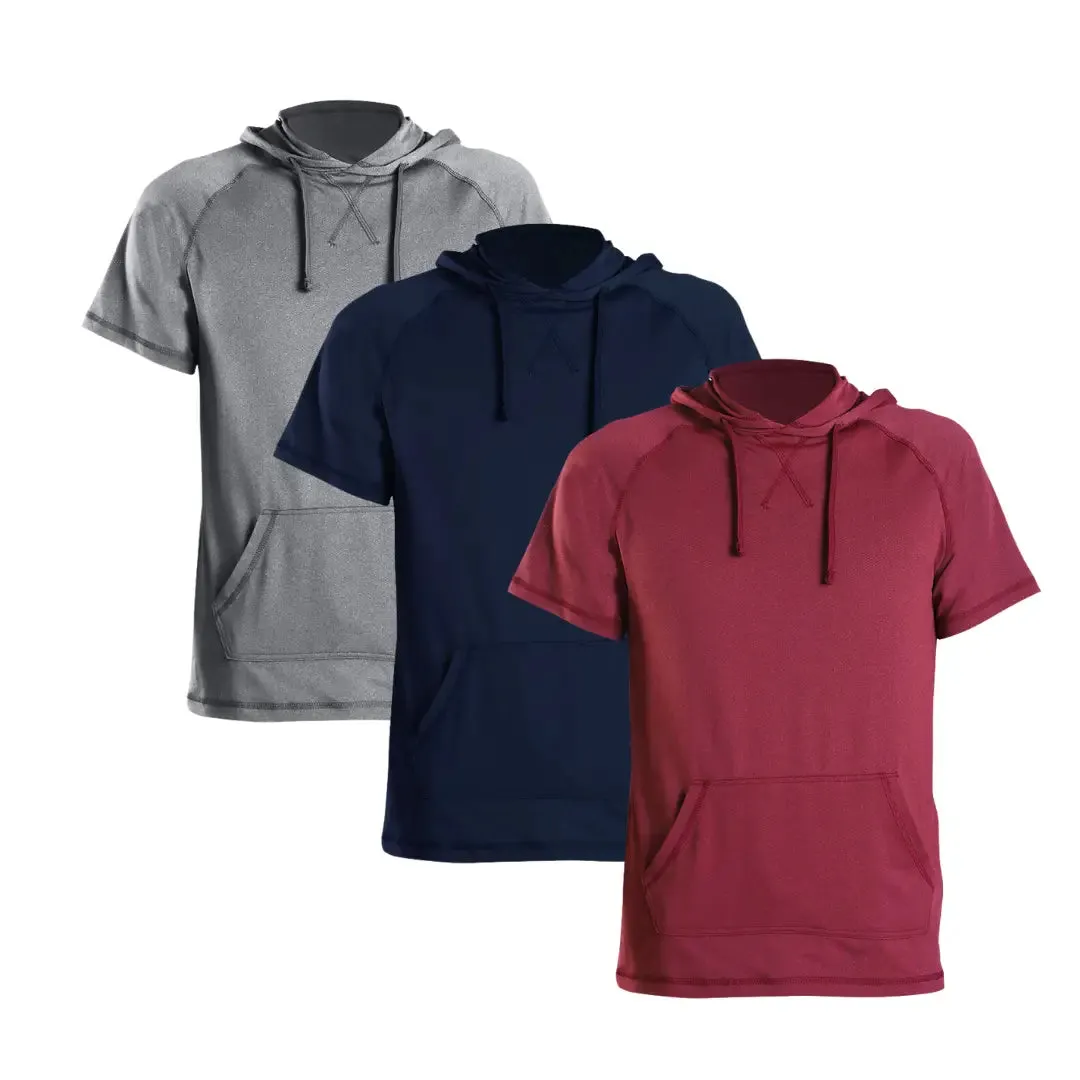 3 Pack Men's Short Sleeve Hoodie