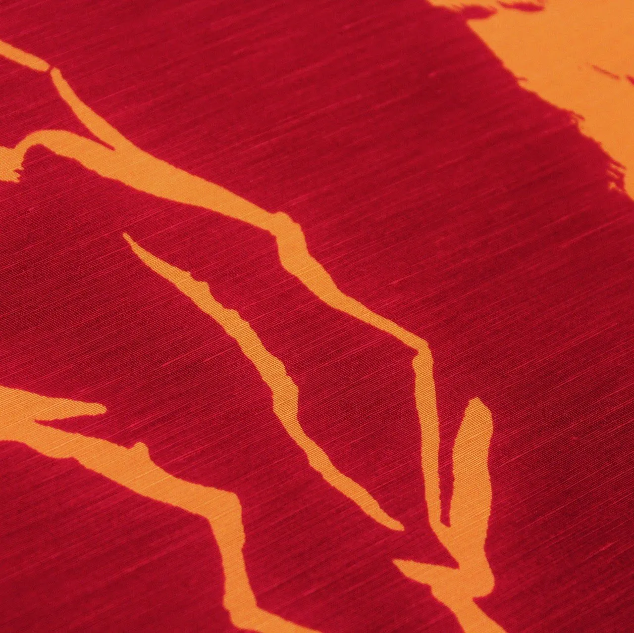 Abstract Printed Silk Shantung - Orange/Red