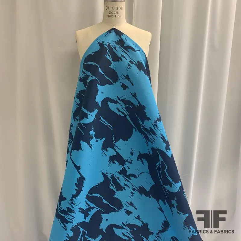 Abstract Silk Shantung - Blue/Navy