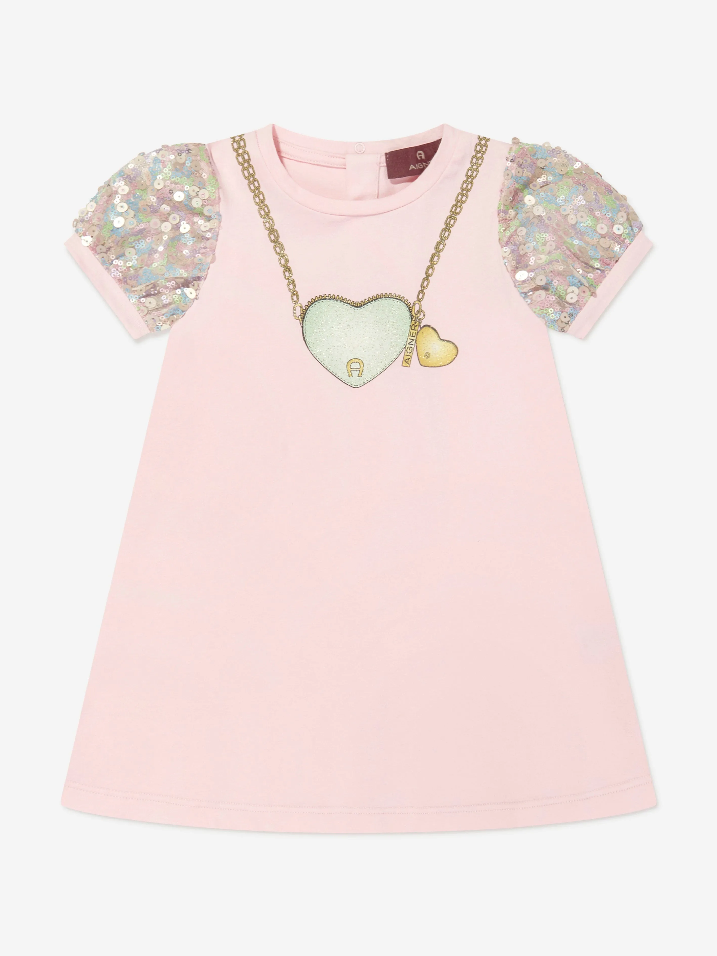 Aigner Baby Girls Charm Necklace Dress in Pink