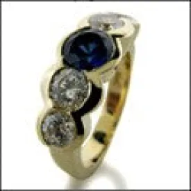 Anniversary Sapphire Ct diamond 5 Stone Cubic Zirconia Cz Ring