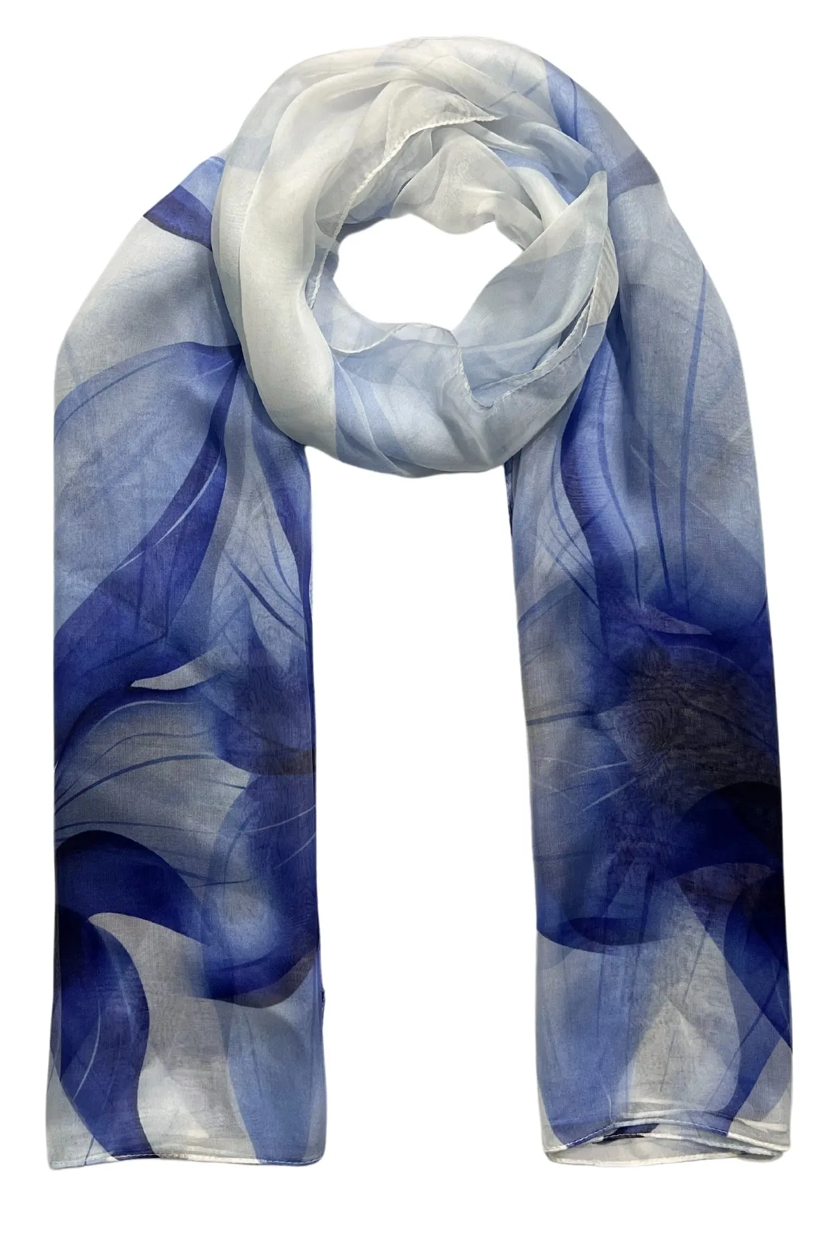 Aqua Anabel Pure Silk Chiffon Printed Oblong Shawl