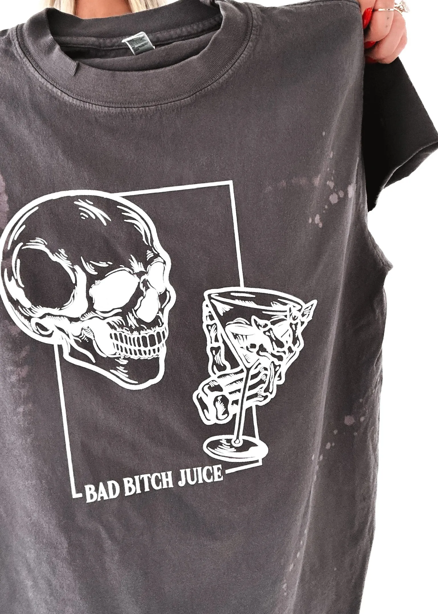 BAD BITCH JUICE BLEACHED OUT SIDE SLIT TEE