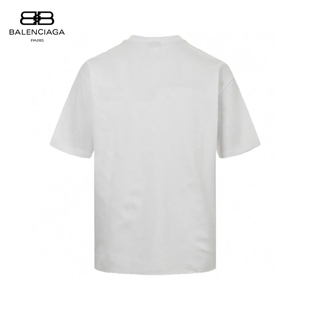 White Balenciaga Distorted Logo Graphic T-Shirt for Men - Premium Designer Wear