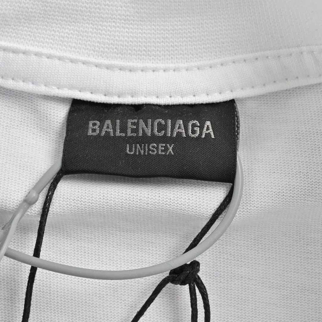 White Balenciaga Distorted Logo Graphic T-Shirt for Men - Premium Designer Wear