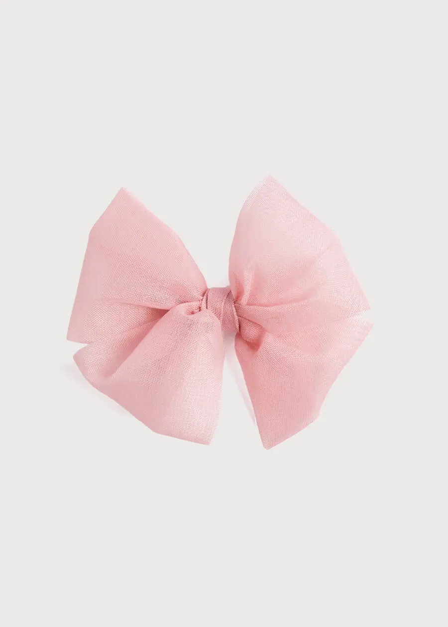 Big Bow Tulle Clip in Dusty Pink