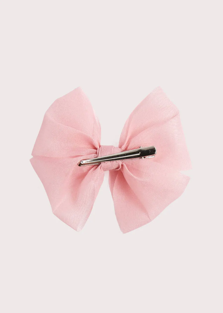 Big Bow Tulle Clip in Dusty Pink