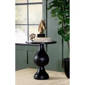 Black Mango Wood Pedestal Accent Table with Round Top