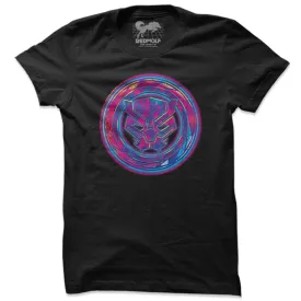 Black Panther: Neon Logo - Marvel Official Black T-shirt