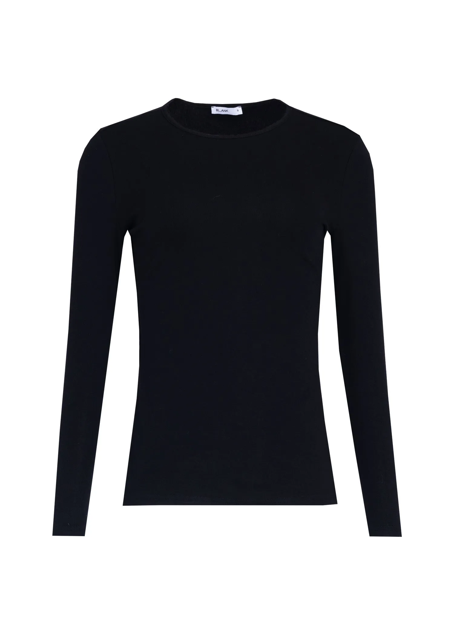 Black Solid Long Sleeve Round Neck T-Shirt