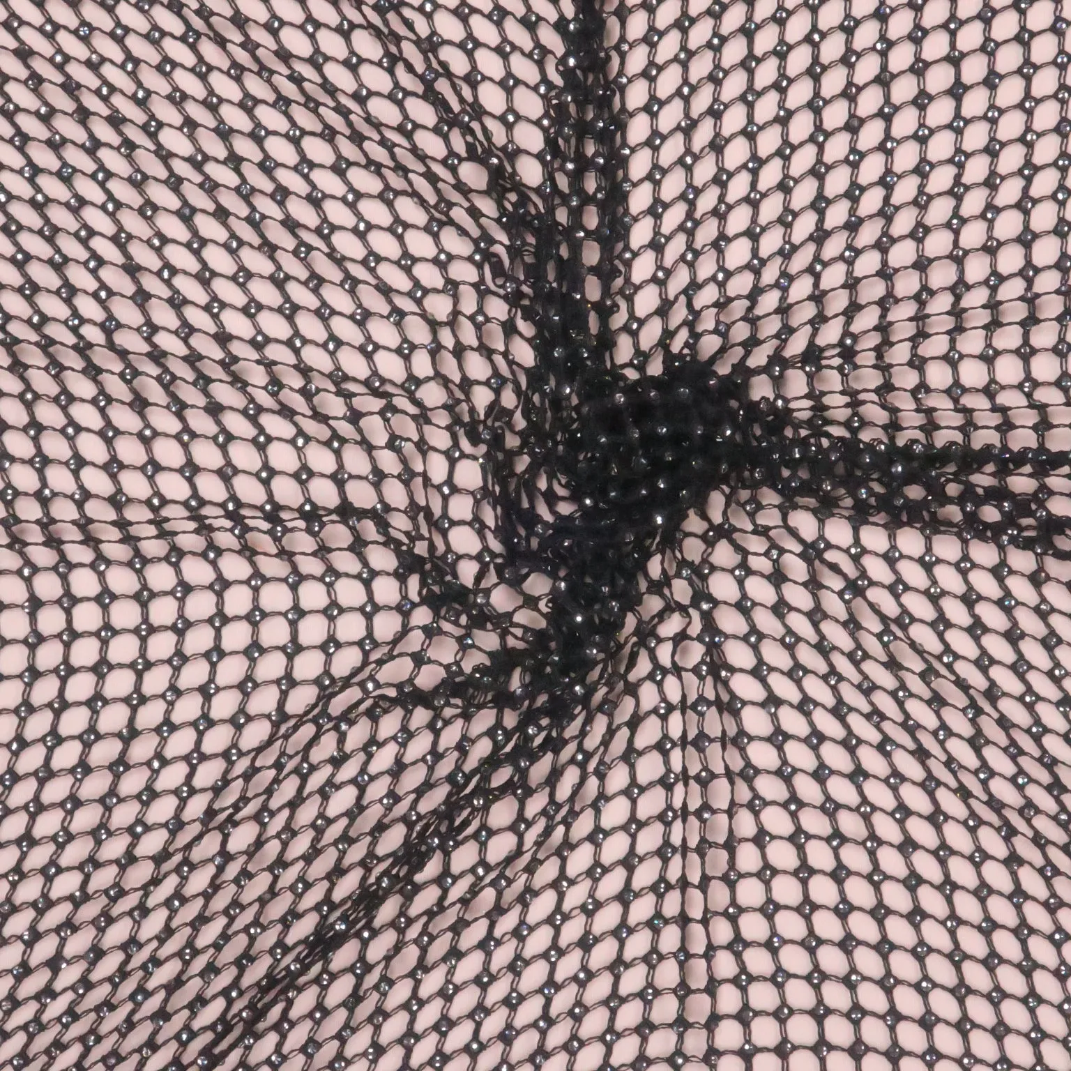 Black with Clear Rhinestones Lattice Net Fabric