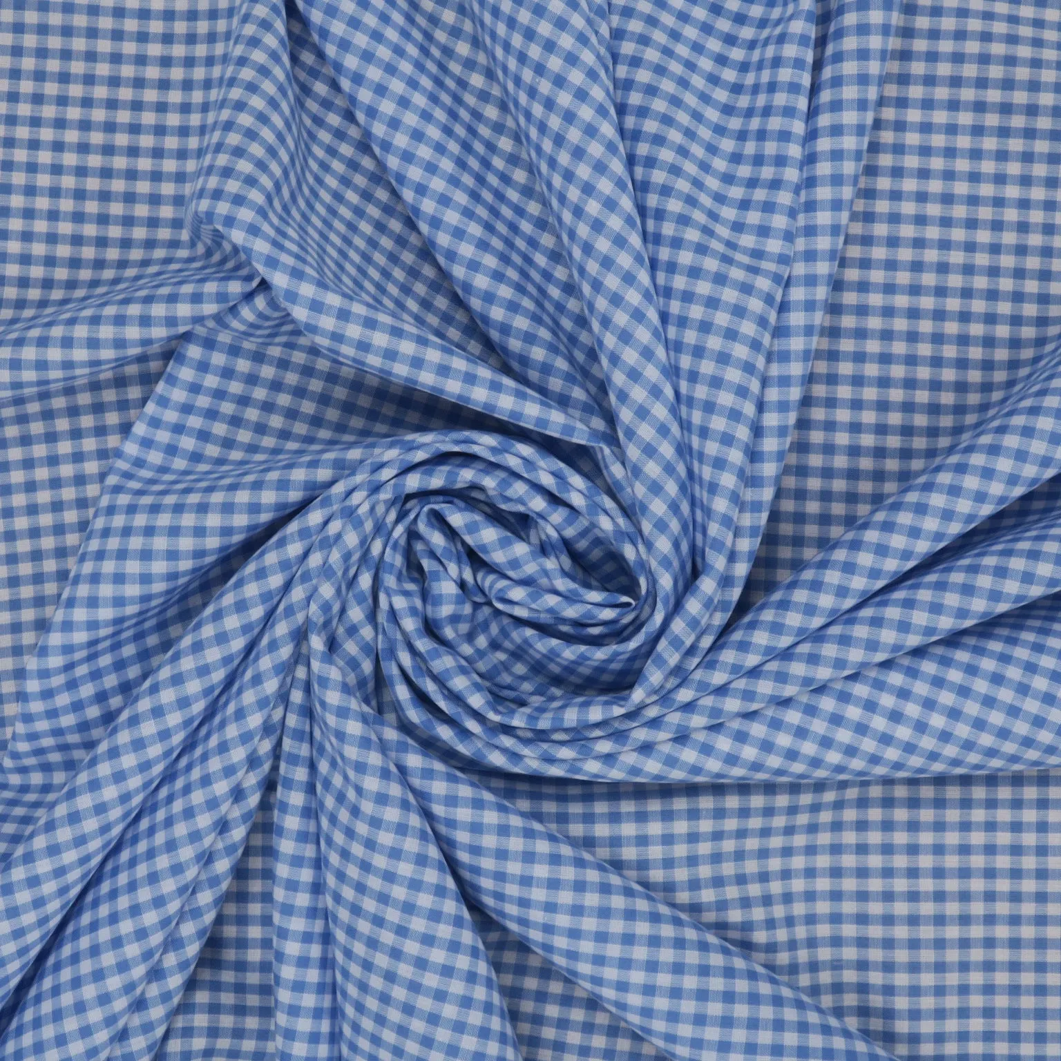 Blue and White Gingham 1/8" Cotton Blended Broadcloth