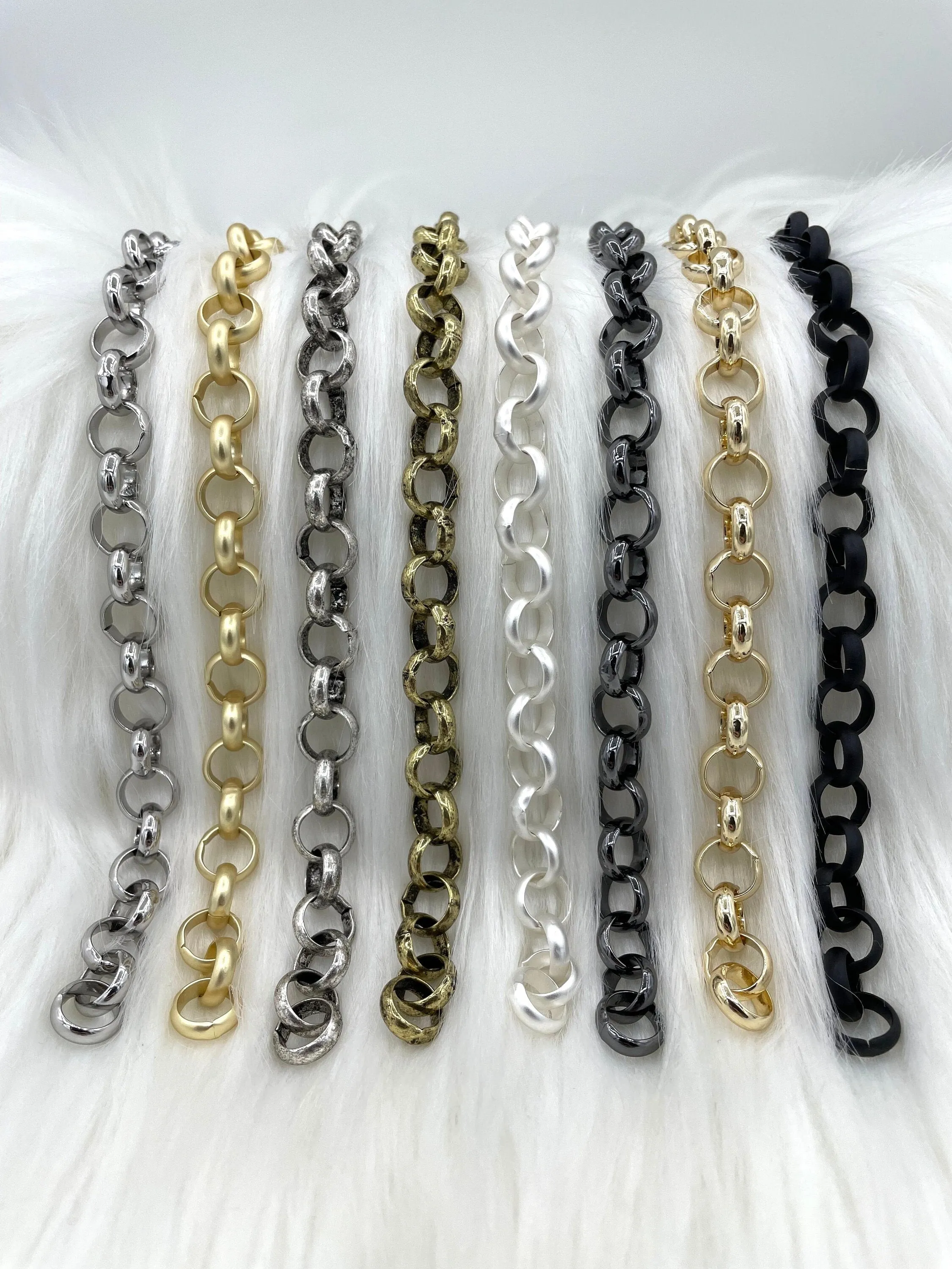 Brass Cable Rolo Chain Round  sold by the foot. 10mm. Large Size Rolo Chain Electroplated , 8 finishes available. Fast ship