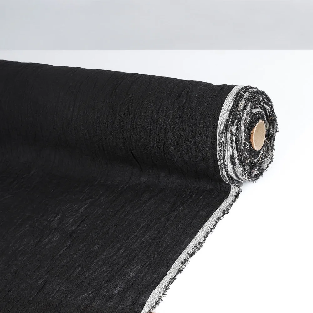 Crinkle Linen - Black (remnant)