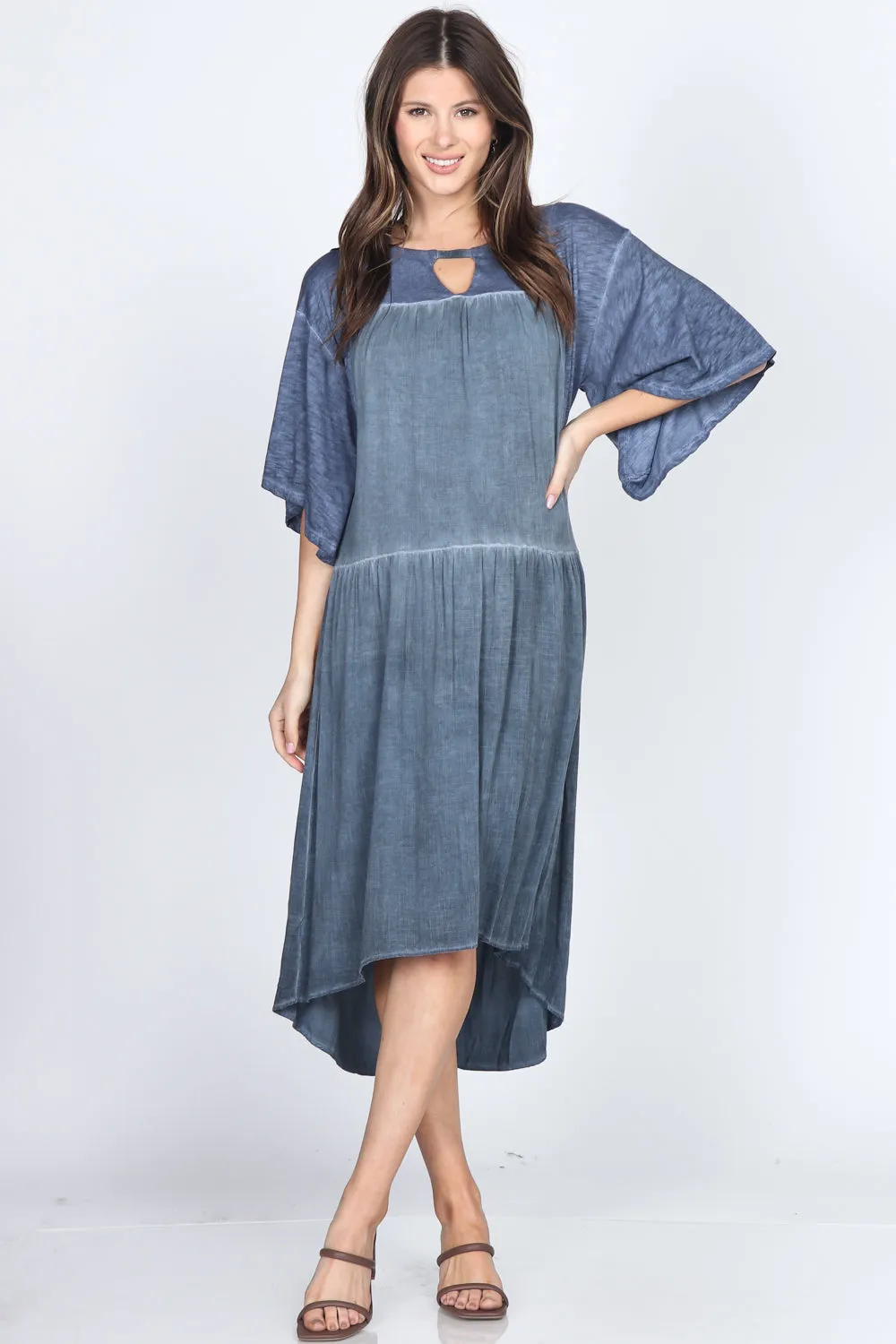 Cross Hatch Woven Midi Dress