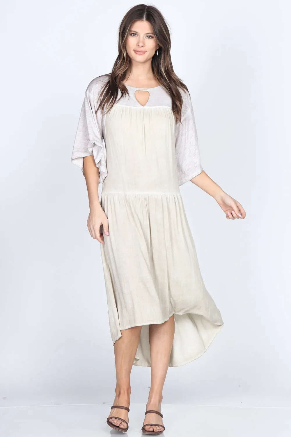 Cross Hatch Woven Midi Dress