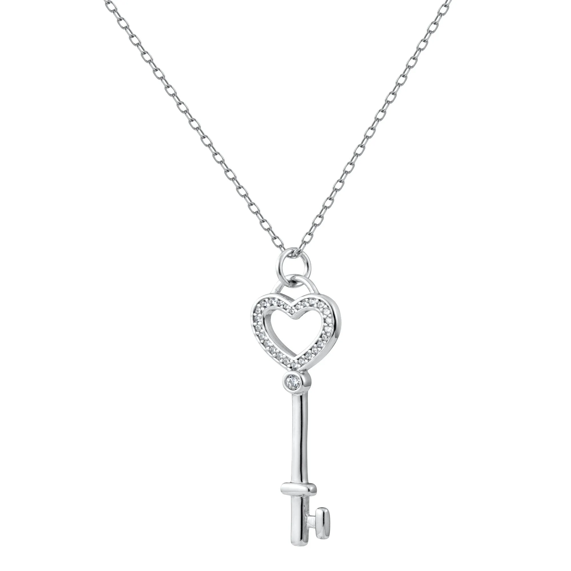 Crystal Pave Key To My Heart Chain Necklace