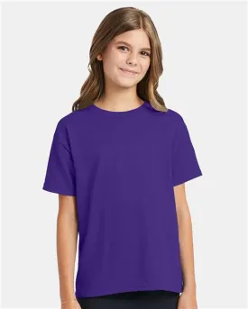 Custom Embroidered - Hanes - Ecosmart™ Youth T-Shirt - Purple - 5370