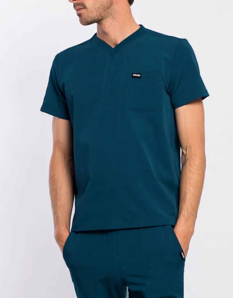 Essential V Neck Scrub Top - Gibraltar Blue