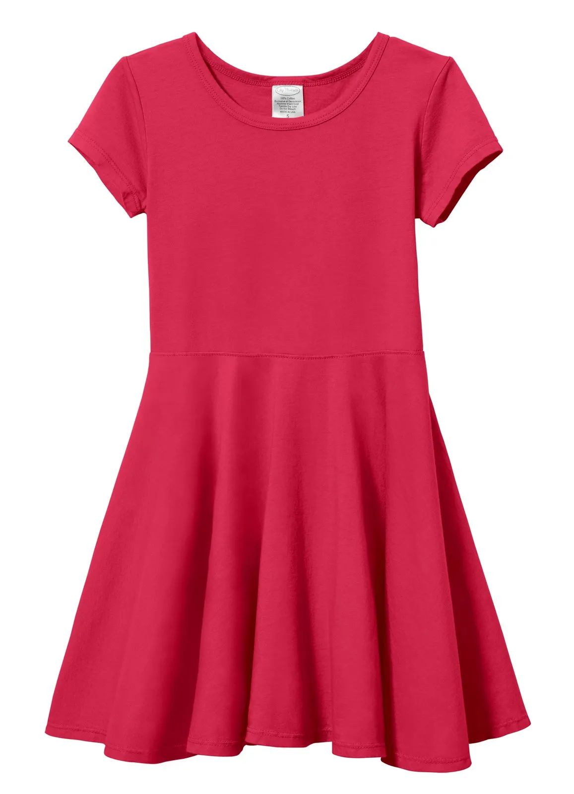 Girls Soft Cotton Jersey Short Sleeve Twirly Dress | Candy Apple