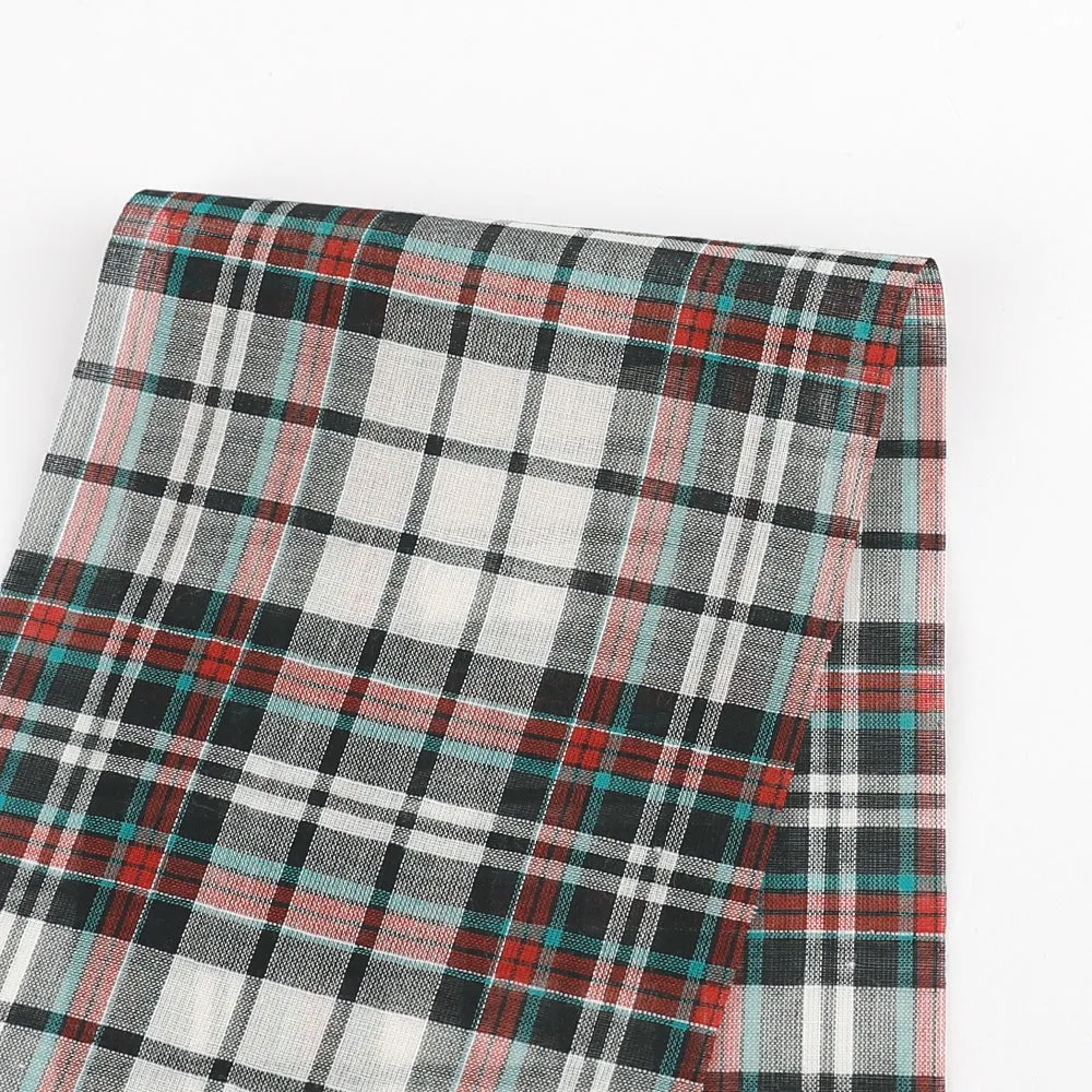 Graphic Plaid Cotton / Poly Voile - Black Mix