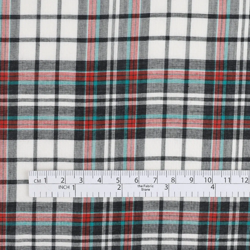 Graphic Plaid Cotton / Poly Voile - Black Mix