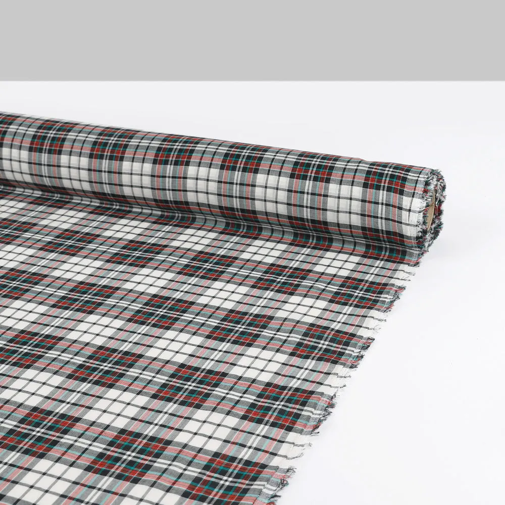 Graphic Plaid Cotton / Poly Voile - Black Mix