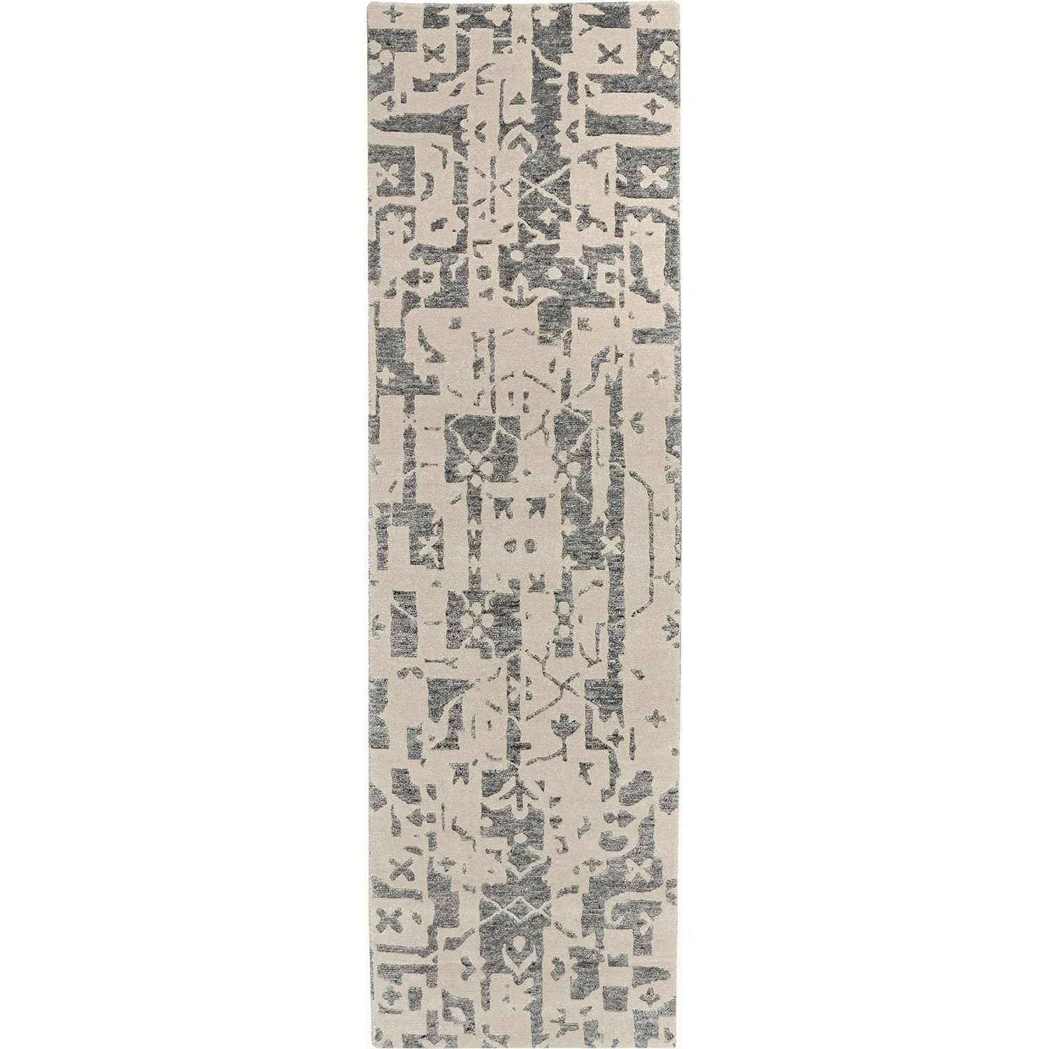 Grey & Cream Essentials Modern Bamboo Silk Wool Rug