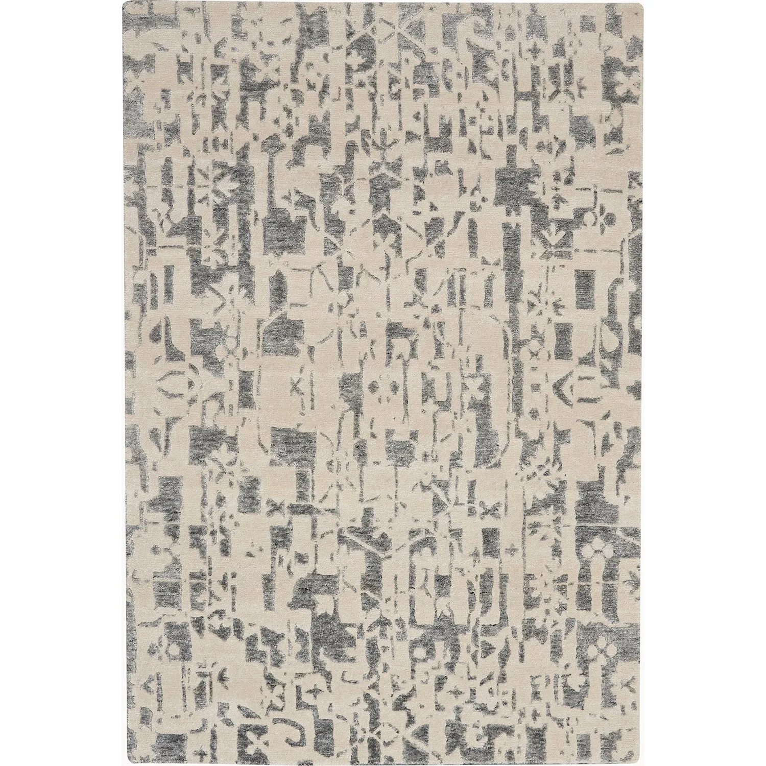 Grey & Cream Essentials Modern Bamboo Silk Wool Rug