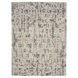 Grey & Cream Essentials Modern Bamboo Silk Wool Rug