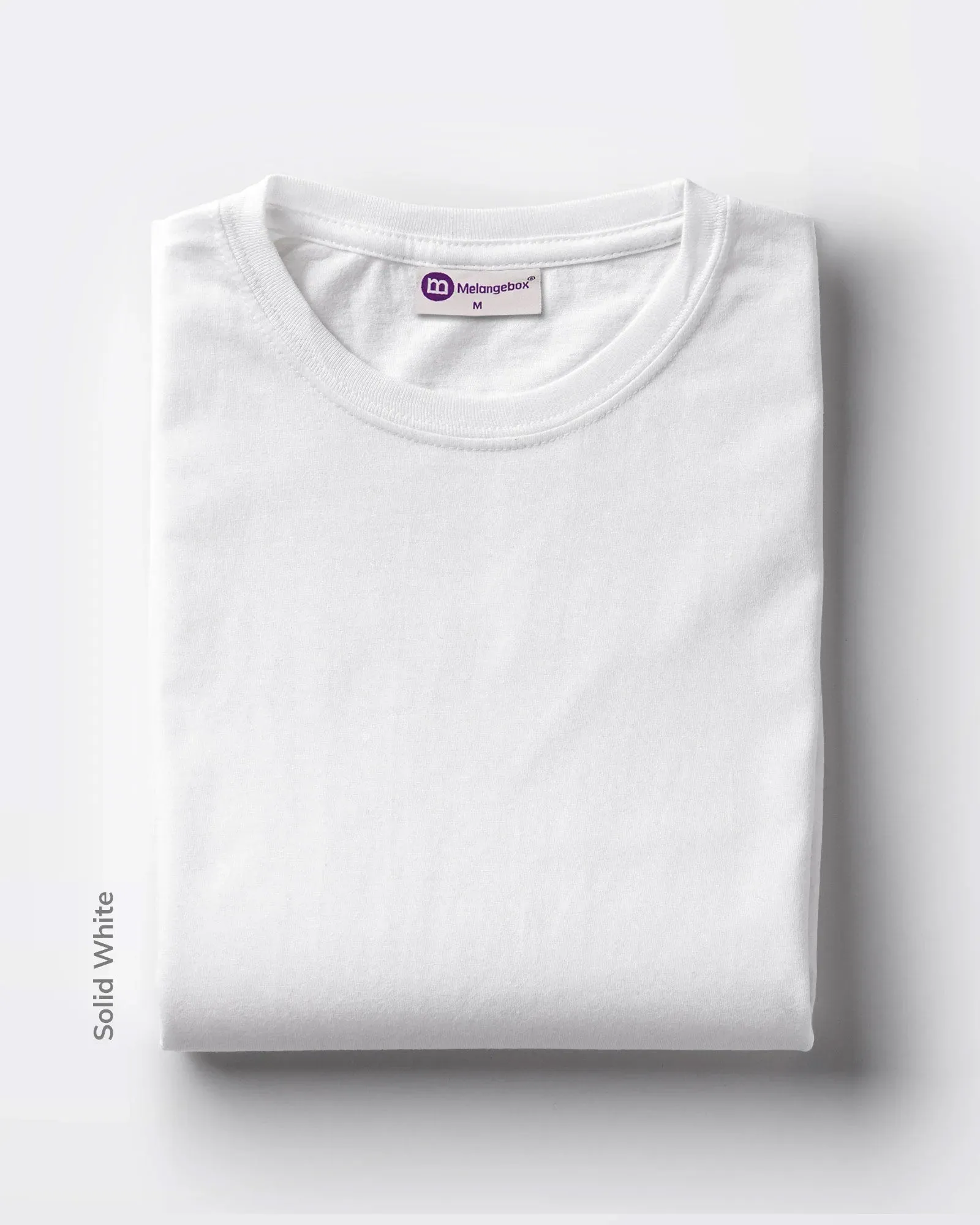 Half Sleeves Crew Neck: Solid White