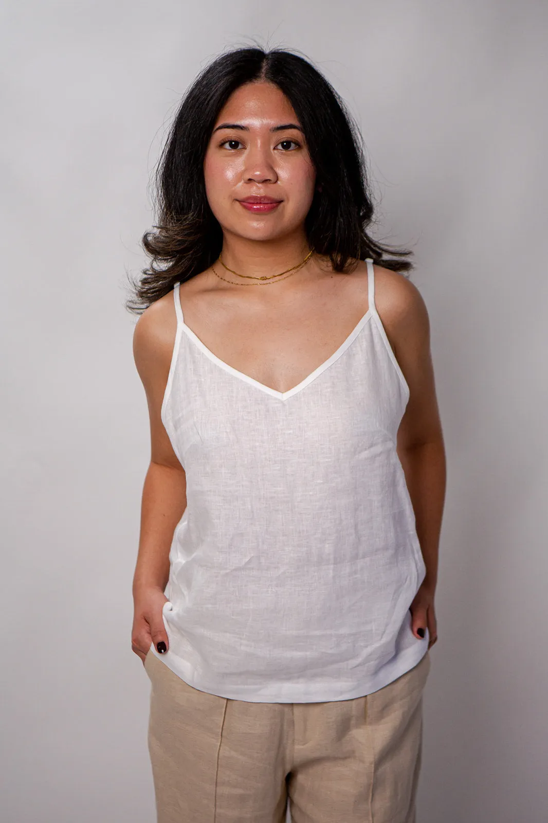 Kathy 100% Linen V-Neck Top