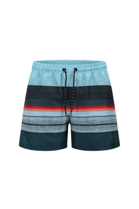 Men's Nylon Striped Summer Swim Shorts (Blue)