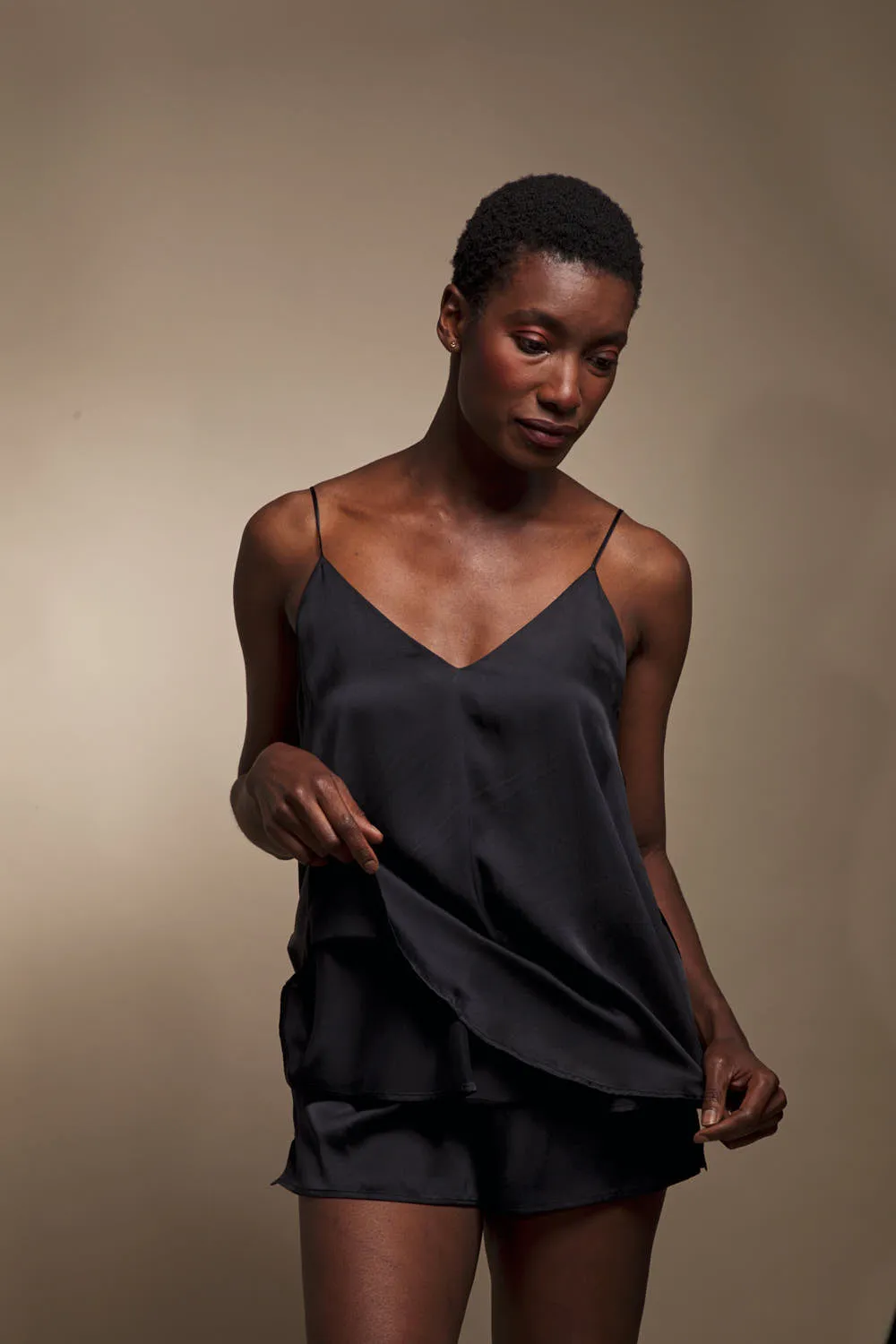 Organic Peace Silk Camisole Top | Black