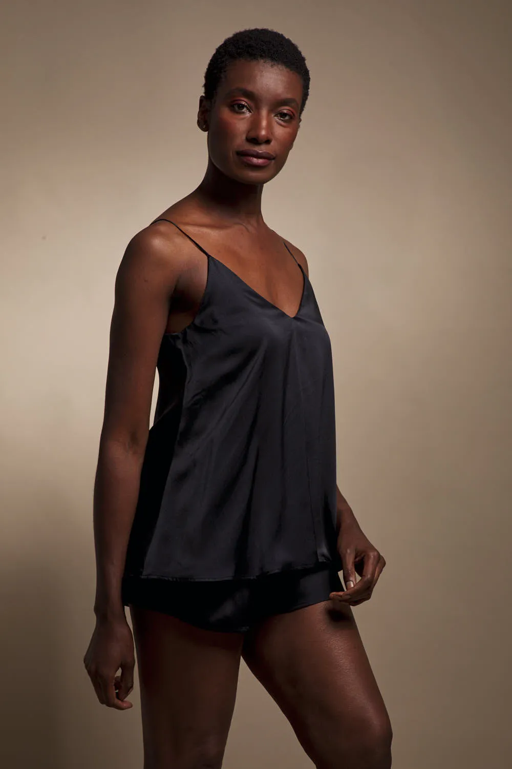 Organic Peace Silk Camisole Top | Black