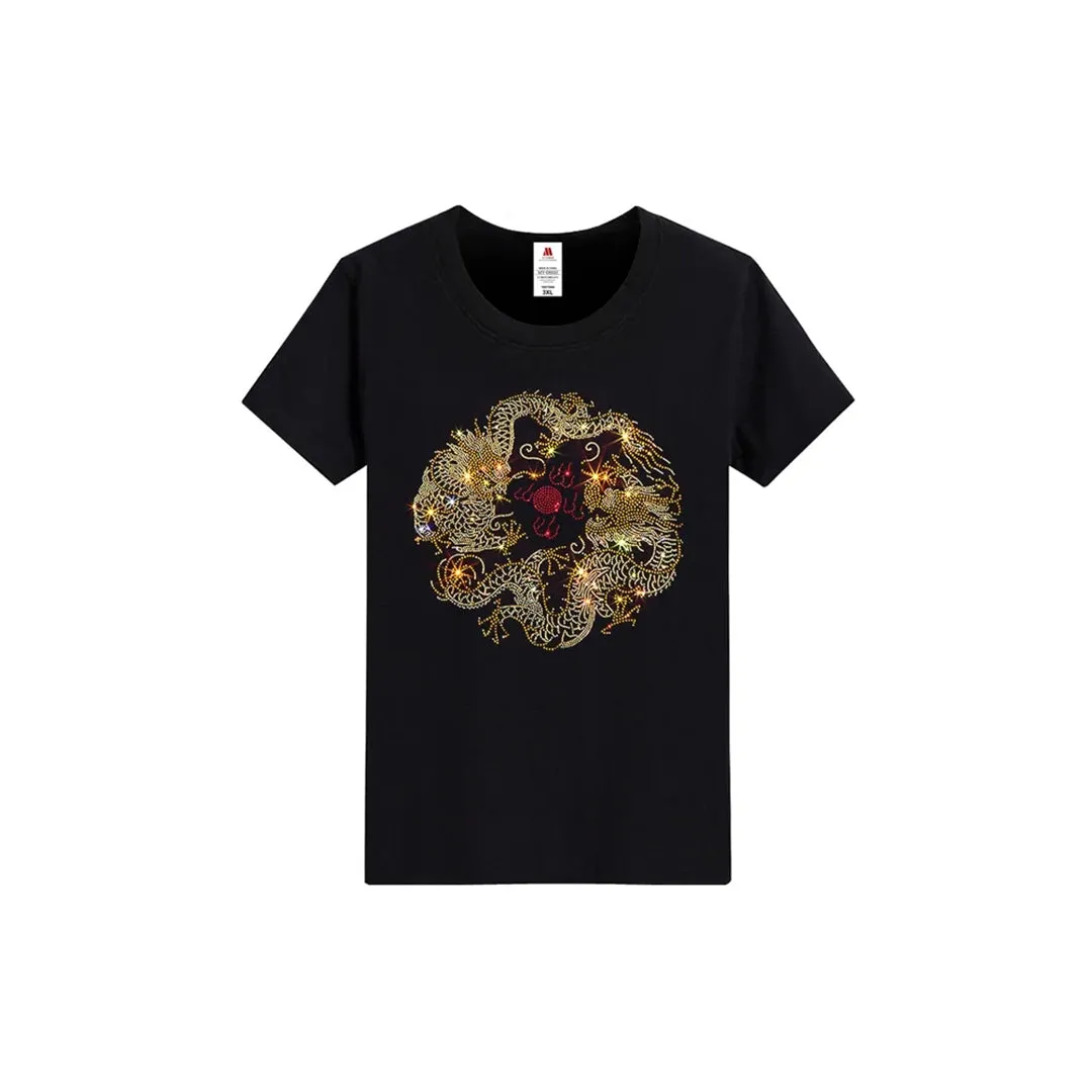 Rhinestone Chinese Dragon T-shirt