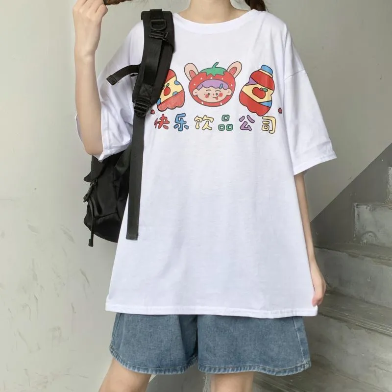 Women's Cute Cartoon Printed Long T-shirts